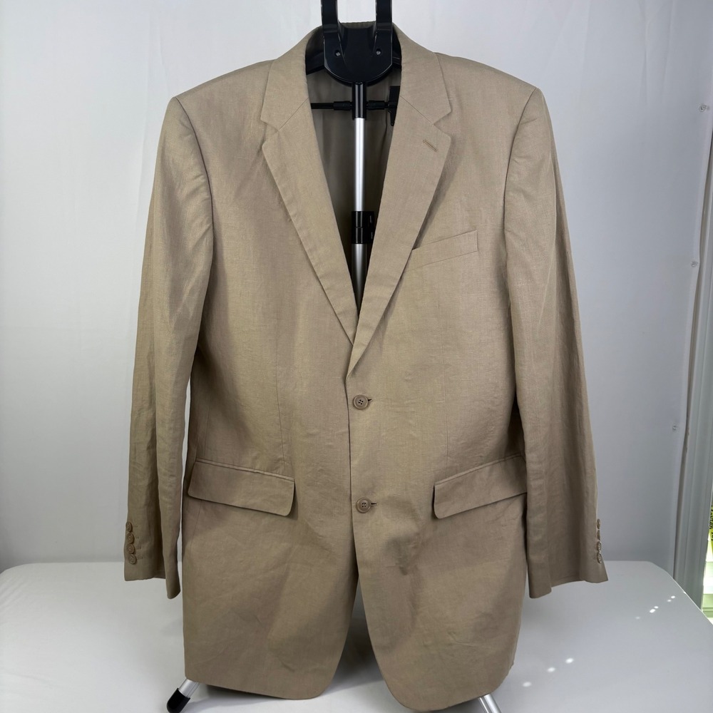 JCrew Mens Tan 100% Linen 2-Button Blazer Sport Coat 42L